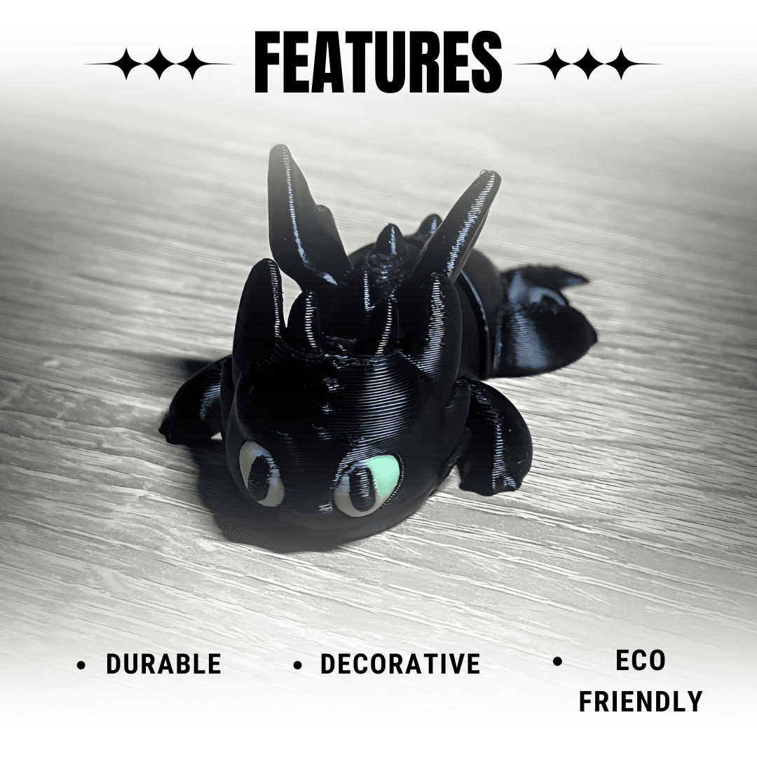 Toothless Dragon Figure – Night Fury 3D Printed Collectible Statue