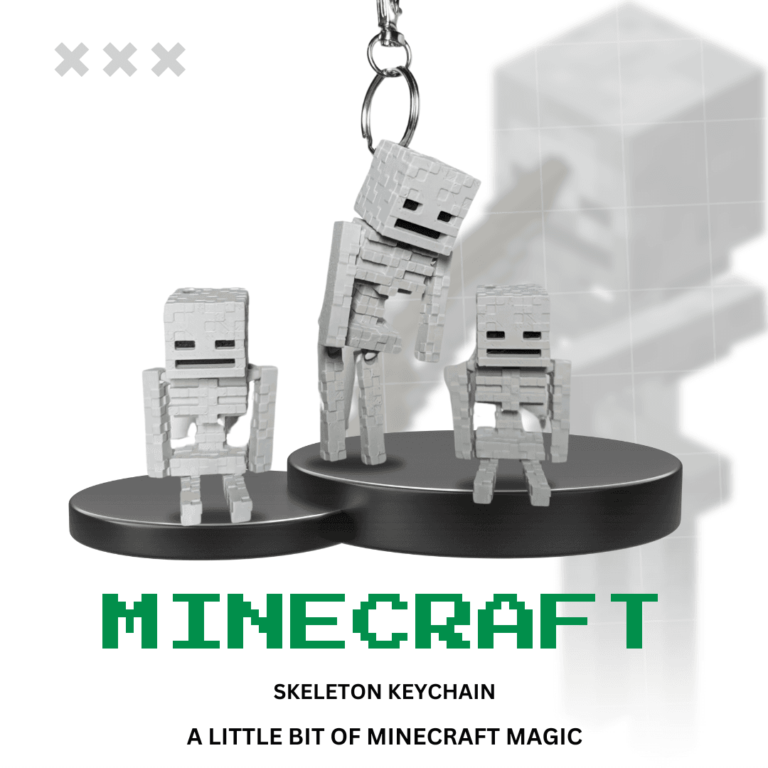 Minecraft Skeleton Keychain – Pixelated Game Collectible