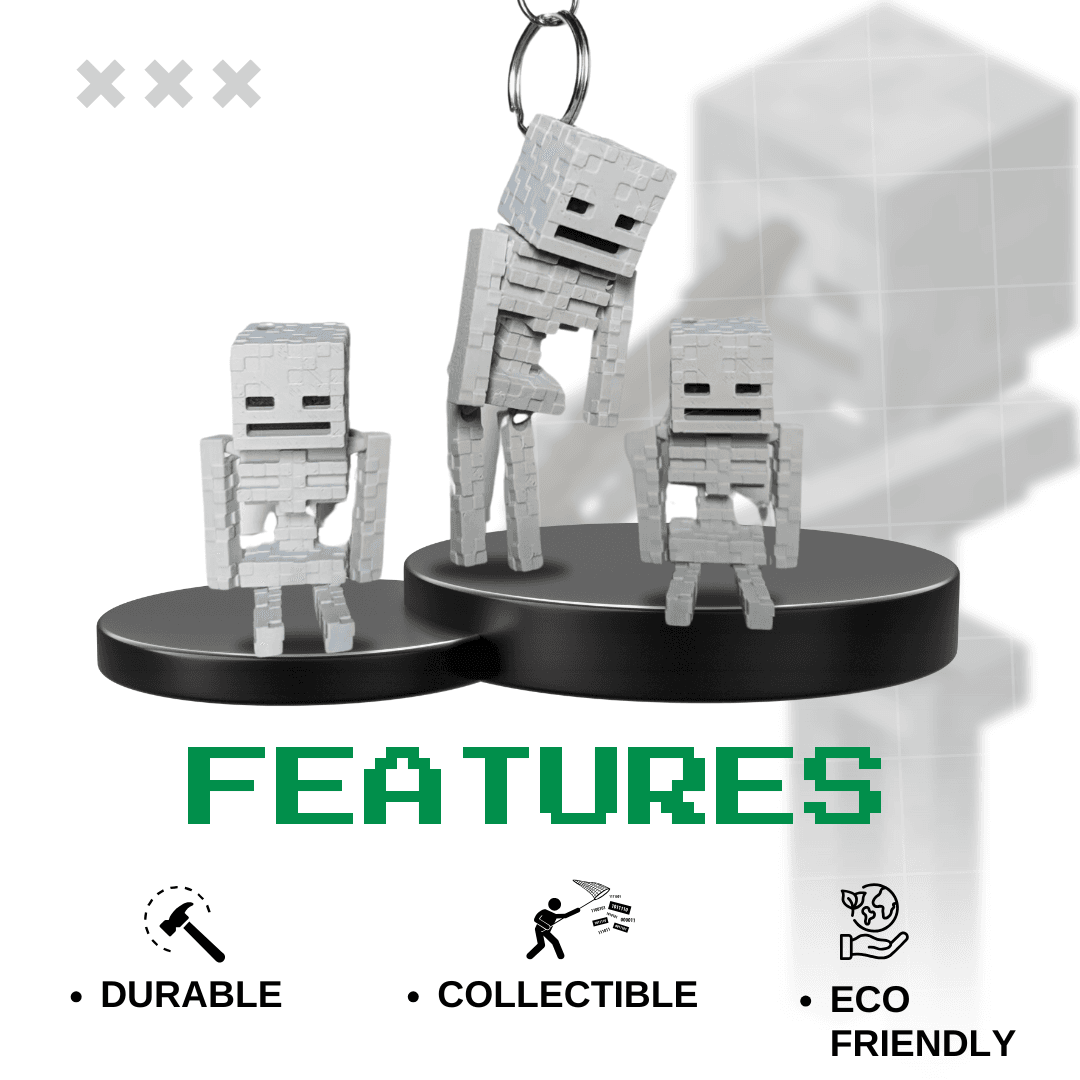 Minecraft Skeleton Keychain – Pixelated Game Collectible