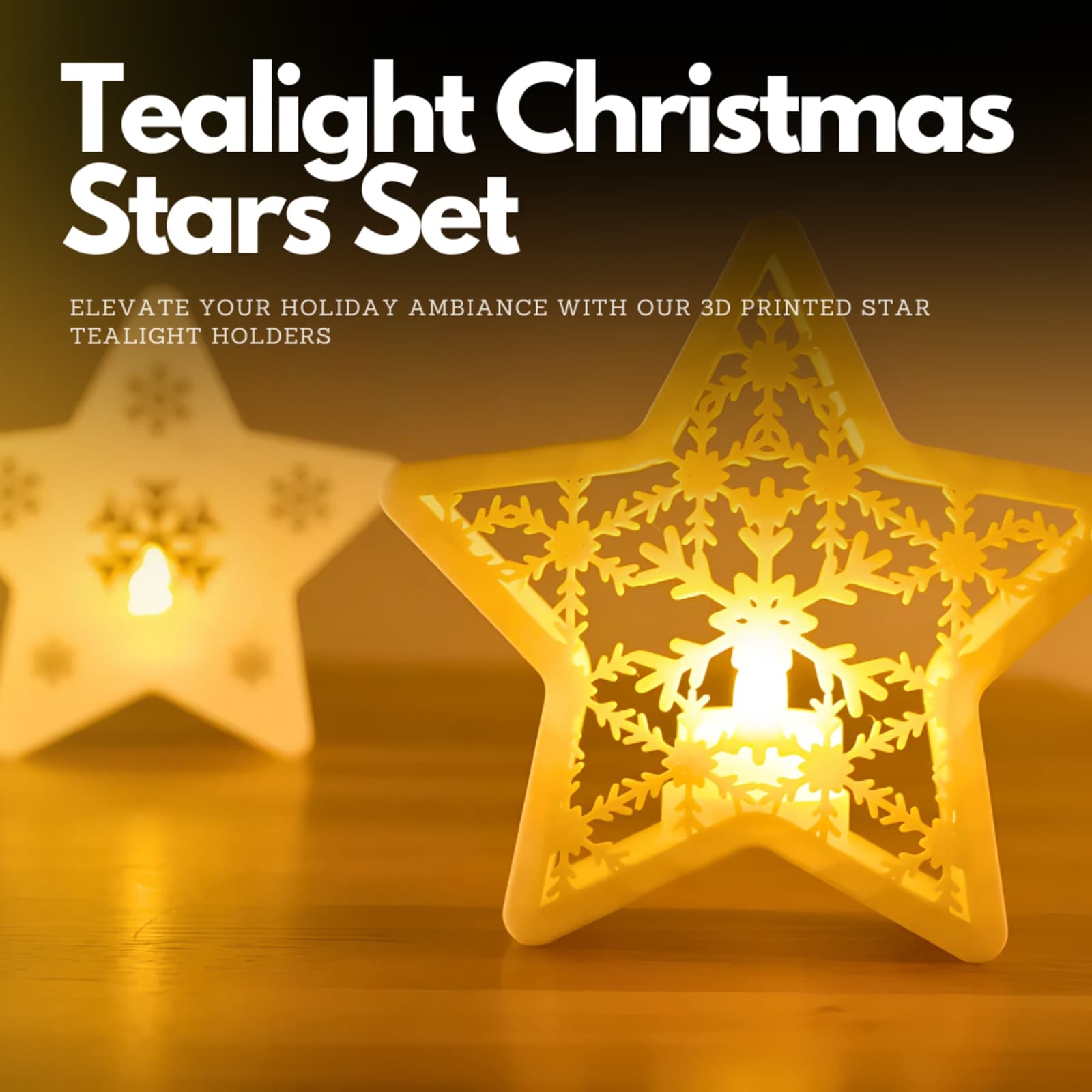 Christmas Star Tealight Holder – 3D Printed Holiday Candle Decor