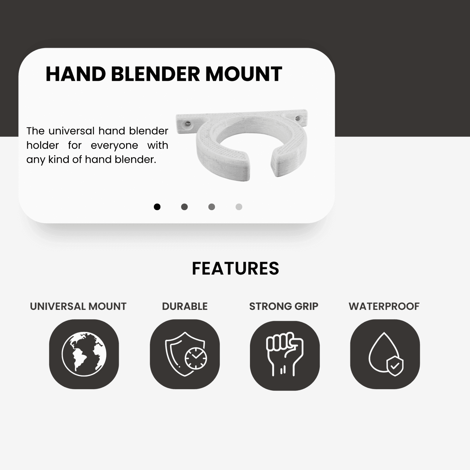 Universal Hand Blender Mount 1.0 – 3D Printed Wall Holder