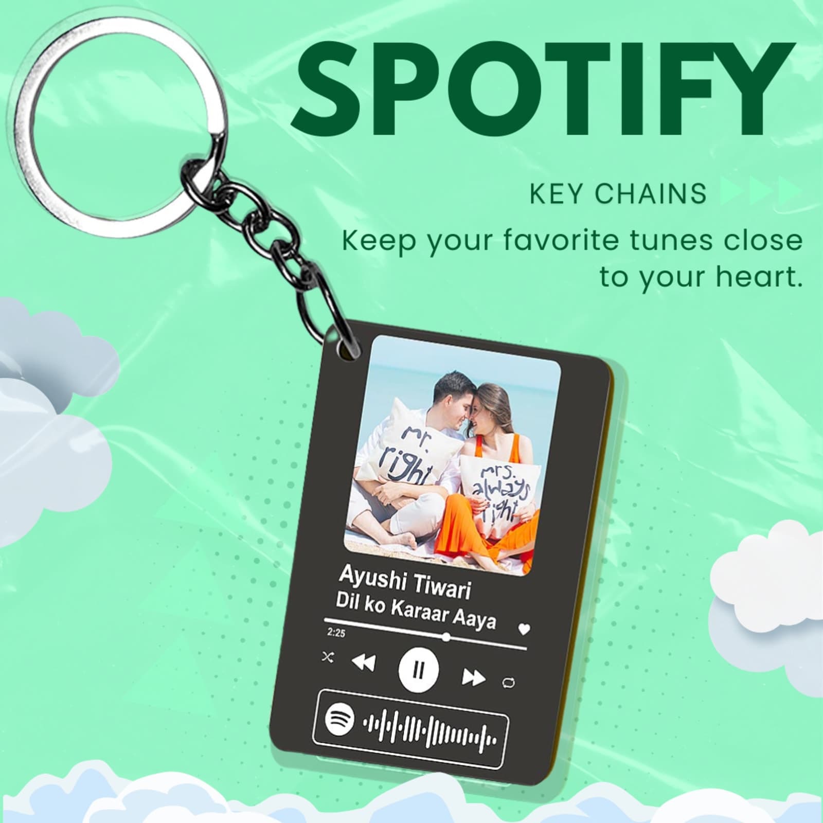 Spotify Keychain with Photo – Personalized Music Code Tag