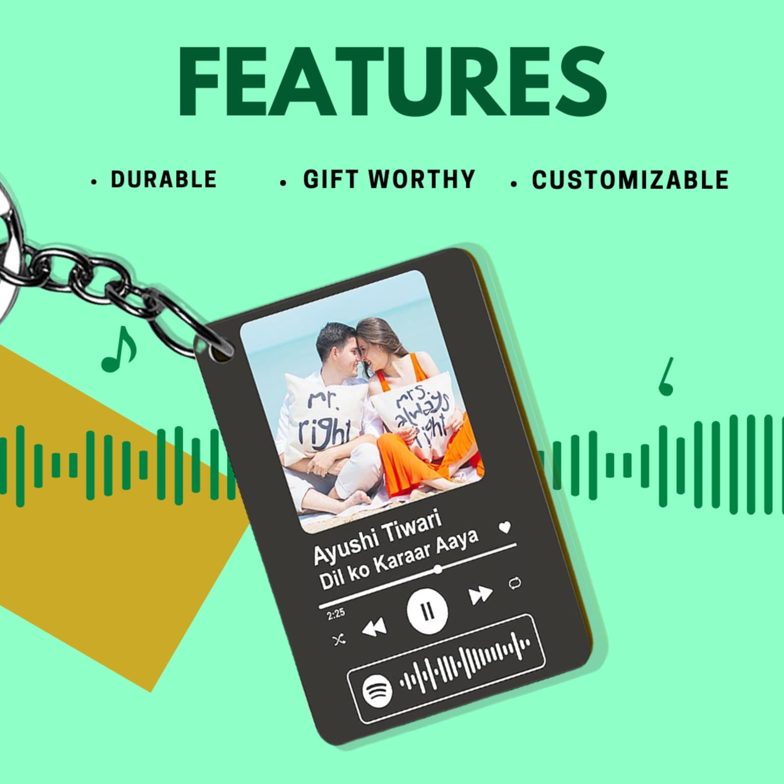 Spotify Keychain with Photo – Personalized Music Code Tag
