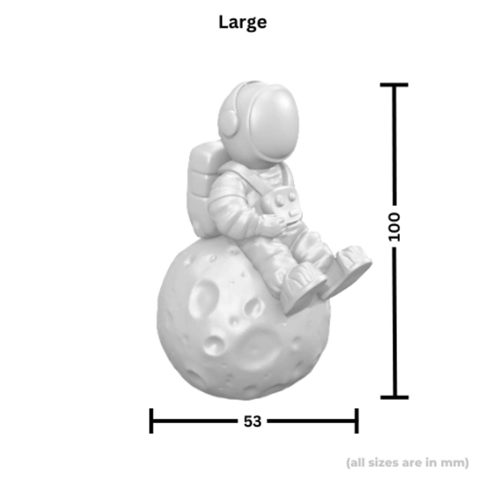 Astronaut on Moon Statue – 3D Printed Space Décor Figurine