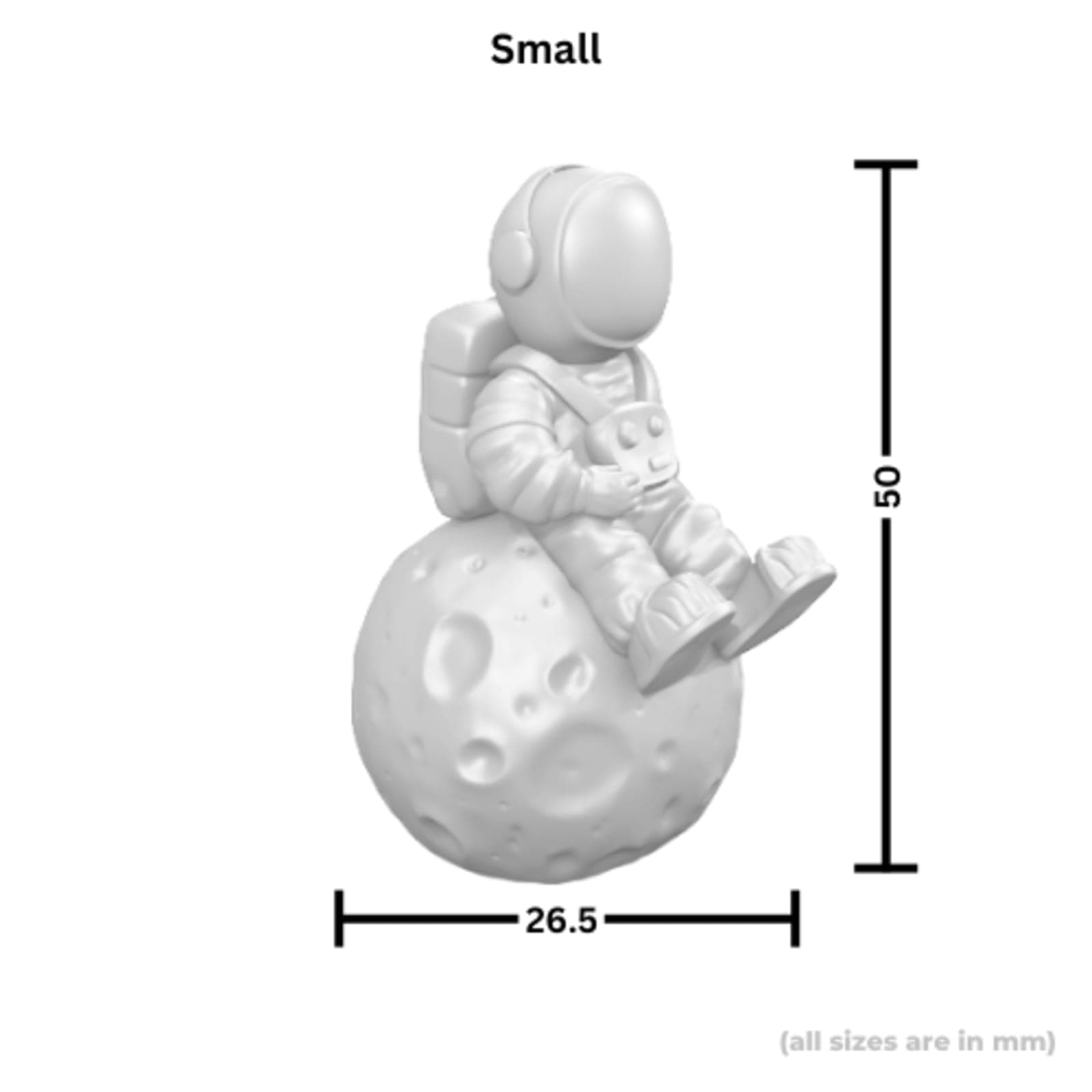 Astronaut on Moon Statue – 3D Printed Space Décor Figurine