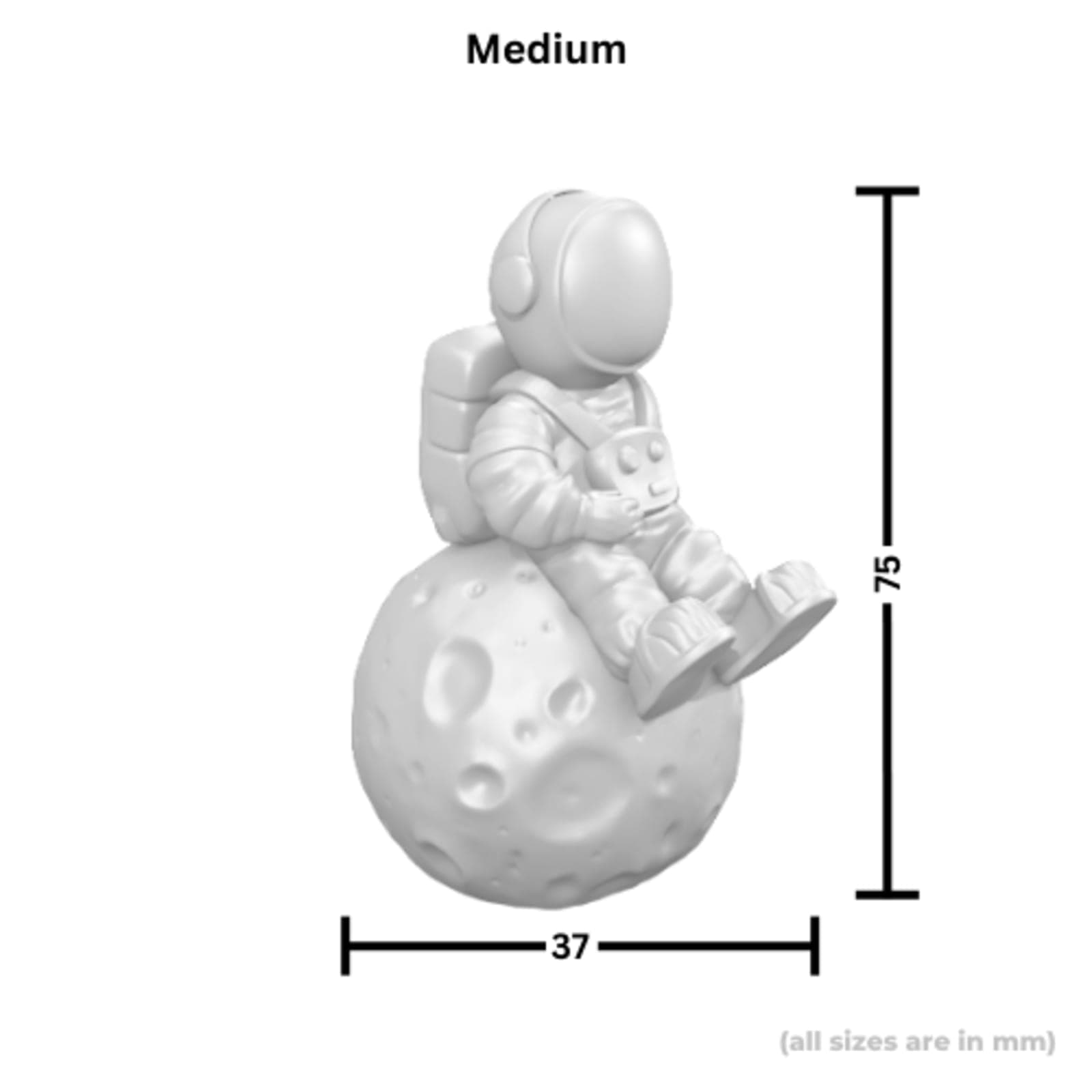 Astronaut on Moon Statue – 3D Printed Space Décor Figurine