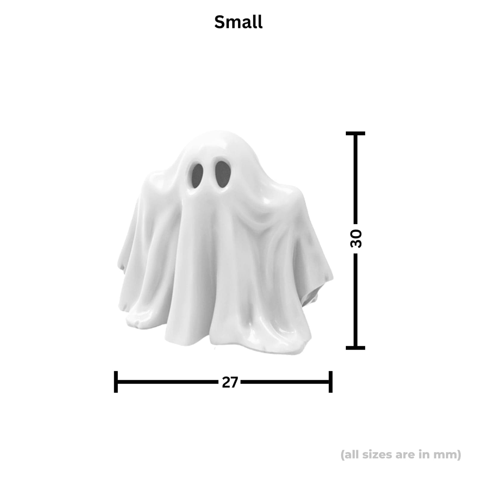 Short Ghost Figurine – Cute 3D Printed Spooky Collectible