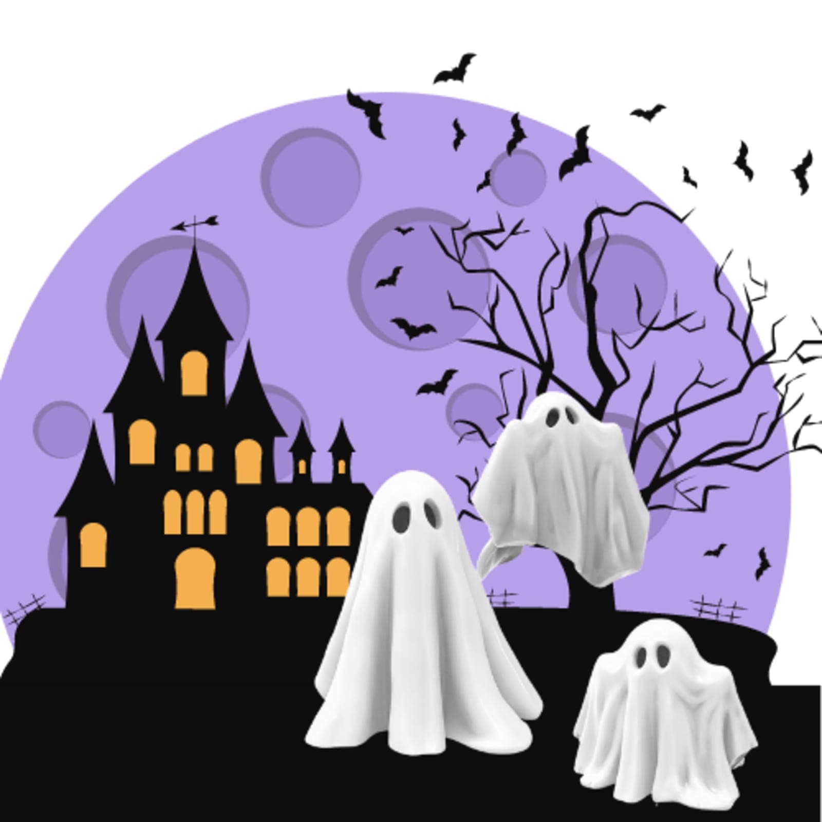 Ghost Figurines (Set of 3) – 3D Printed Spooky Décor Collection