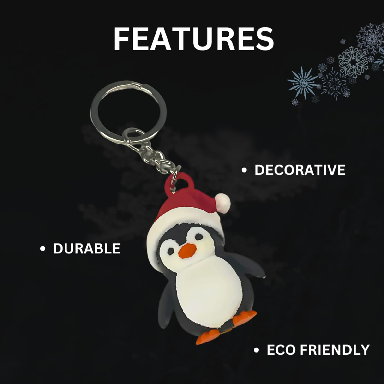 Penguin Christmas Hat Keychain -- Cute Festive Charm