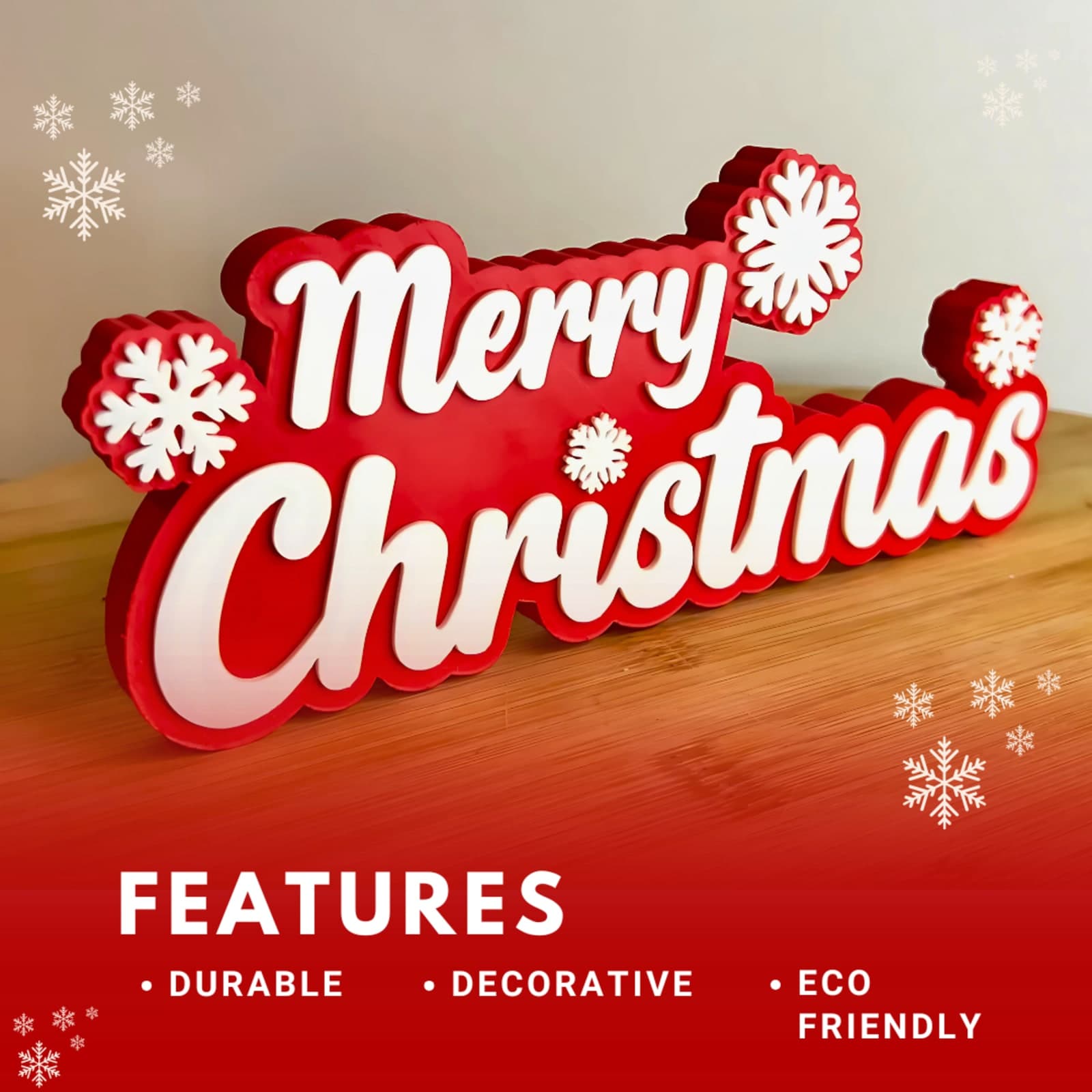 Merry Christmas Sign – Personalized 3D Printed Holiday Décor