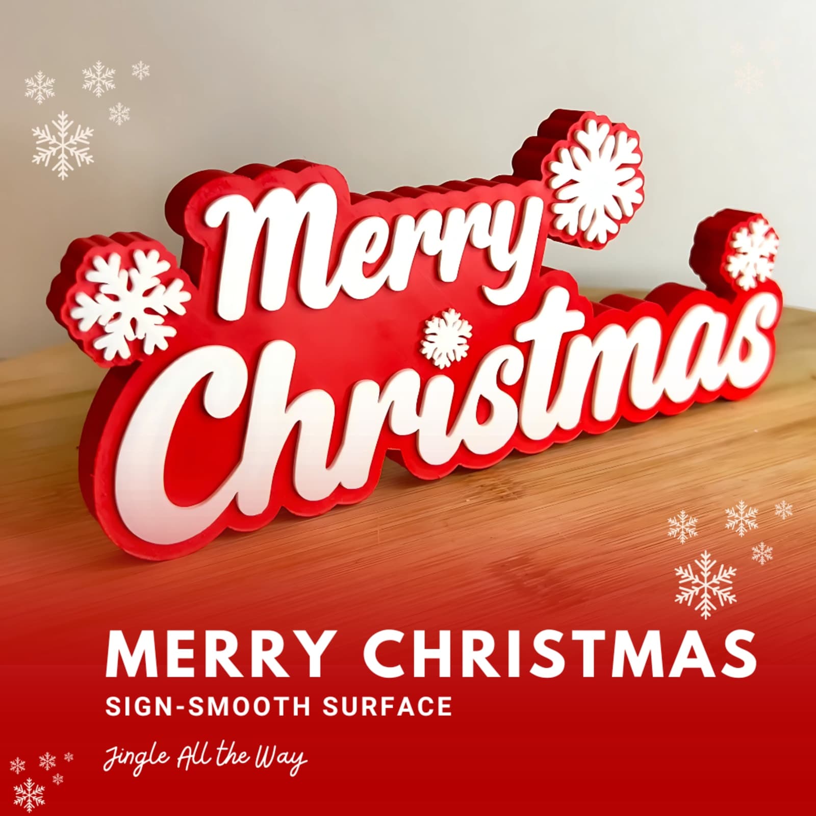 Merry Christmas Sign – Personalized 3D Printed Holiday Décor