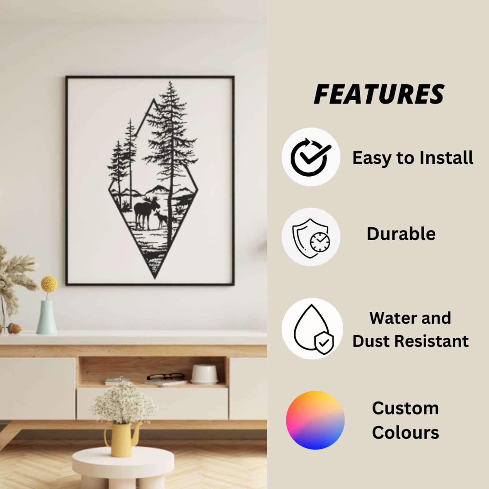 Elk in the Forest Wall Hanging – 3D Printed Nature Décor