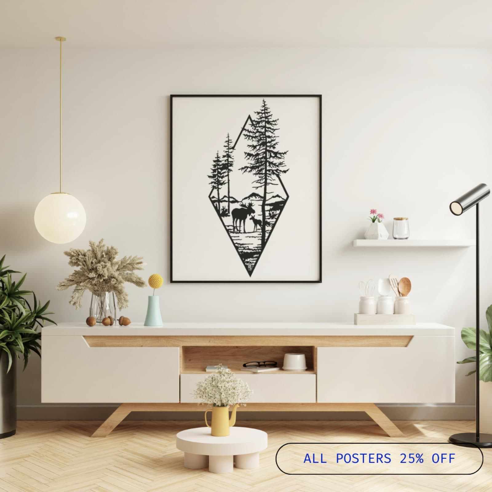 Elk in the Forest Wall Hanging – 3D Printed Nature Décor