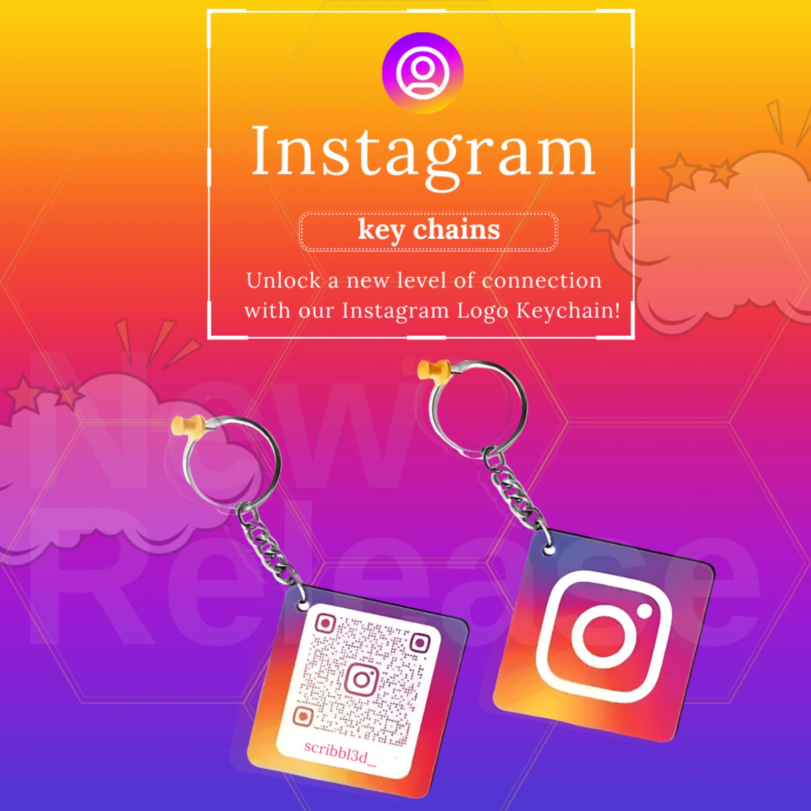 Instagram Logo Keychain – 3D Printed Social Media Charm