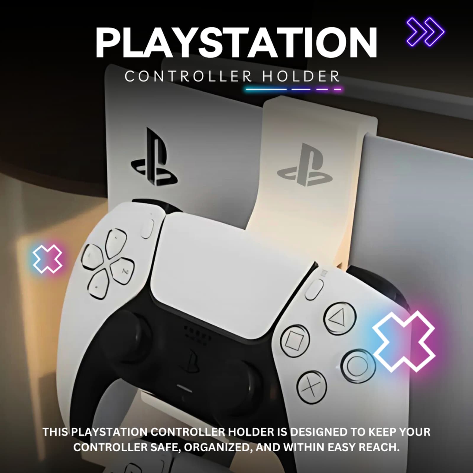 PlayStation Controller Holder – 3D Printed Gaming Stand Organizer