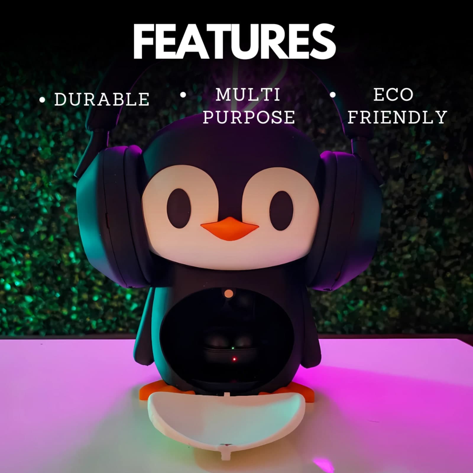 Penguin Headphone Stand – 3D Printed Cute Desk Organizer