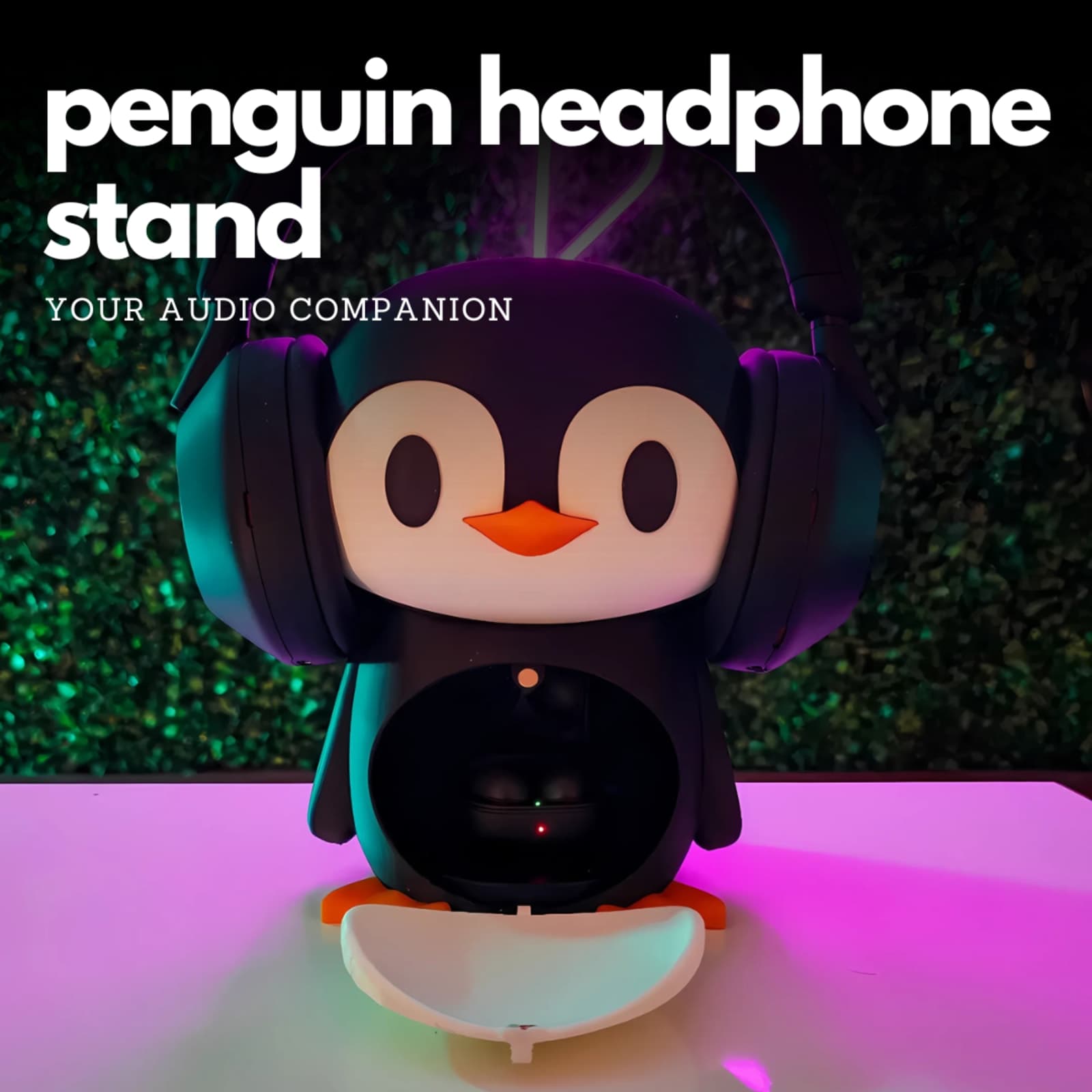 Penguin Headphone Stand – 3D Printed Cute Desk Organizer