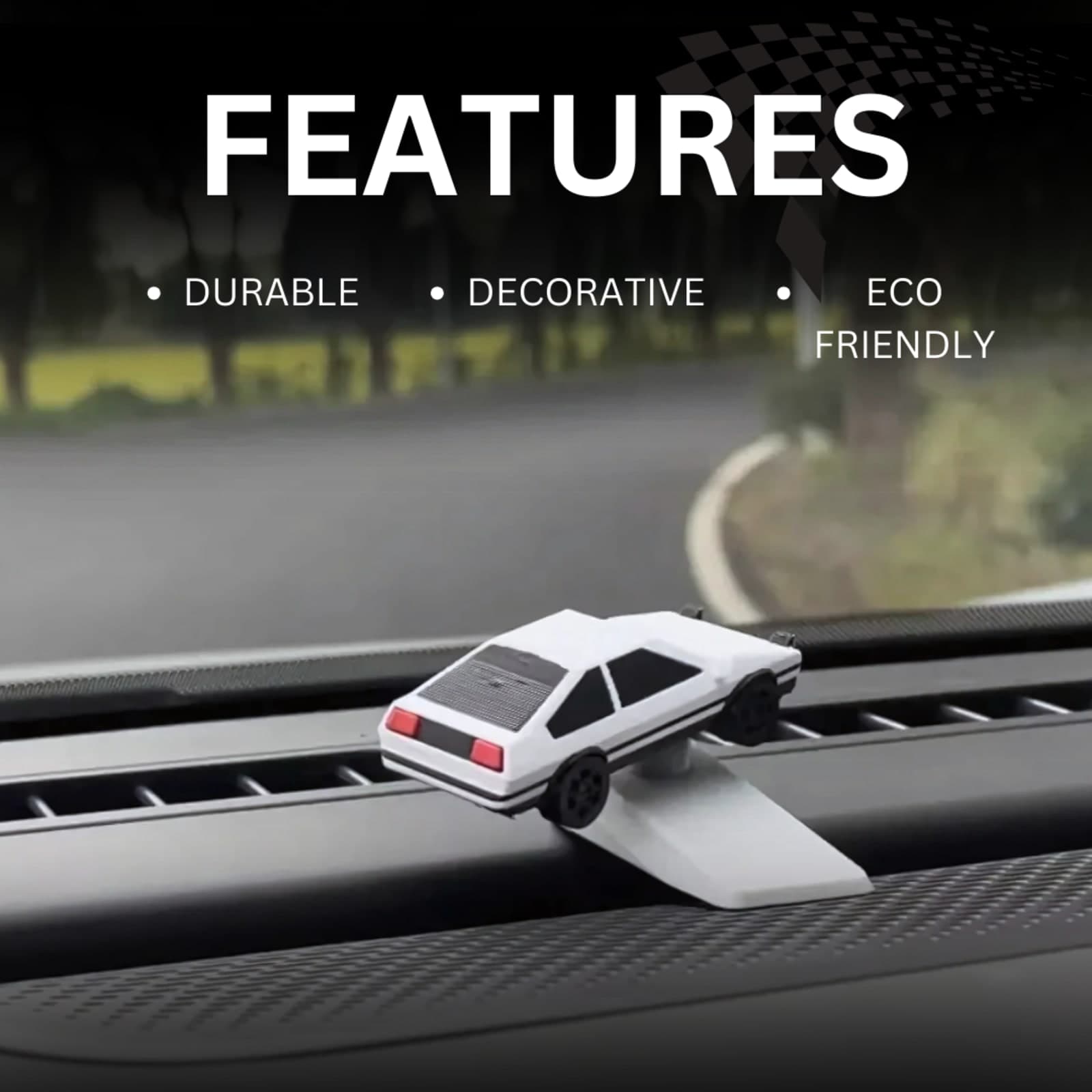 Drifting Car LED Ornament – 3D Printed Dashboard Décor