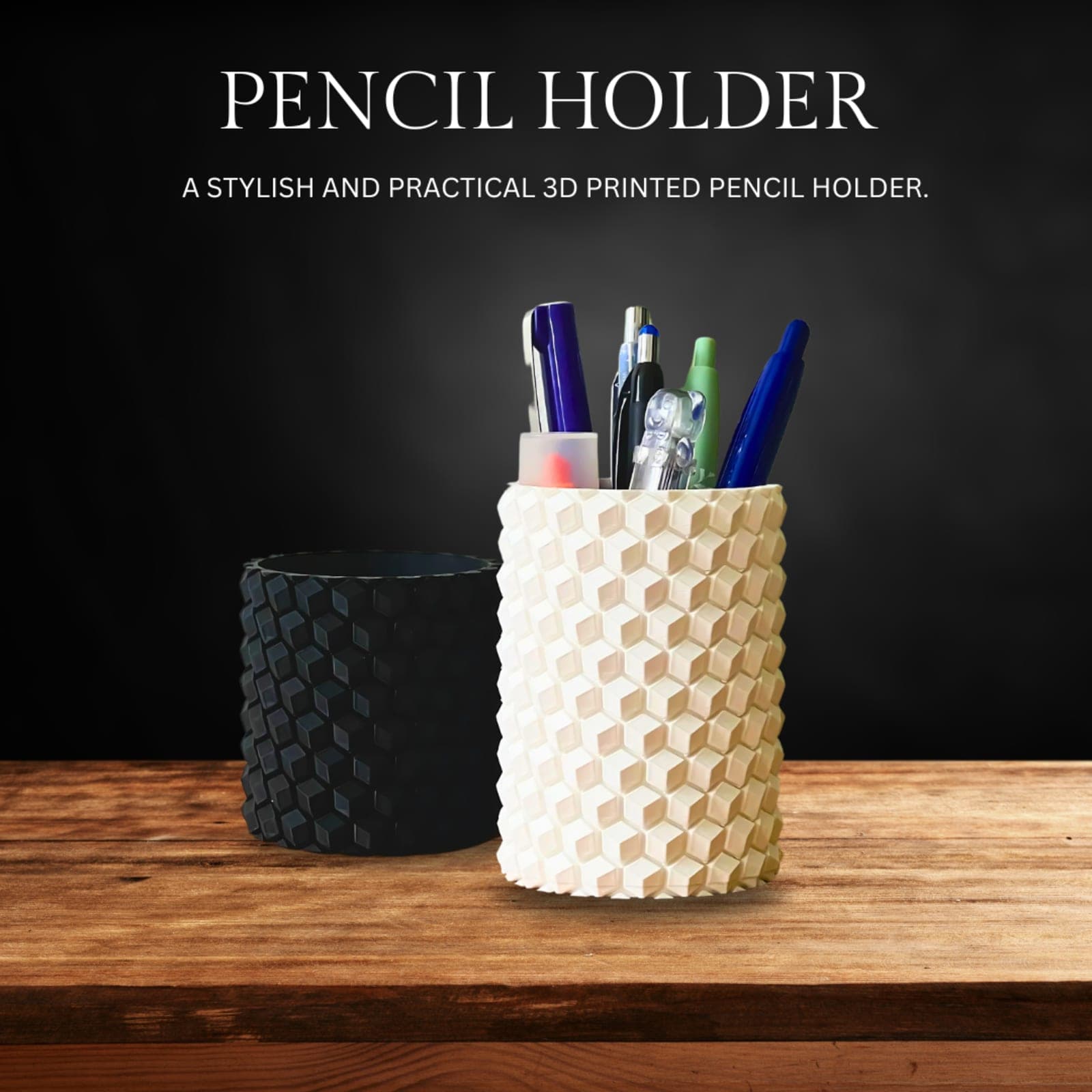 Pencil Holder – 3D Printed Modern Desk Organizer