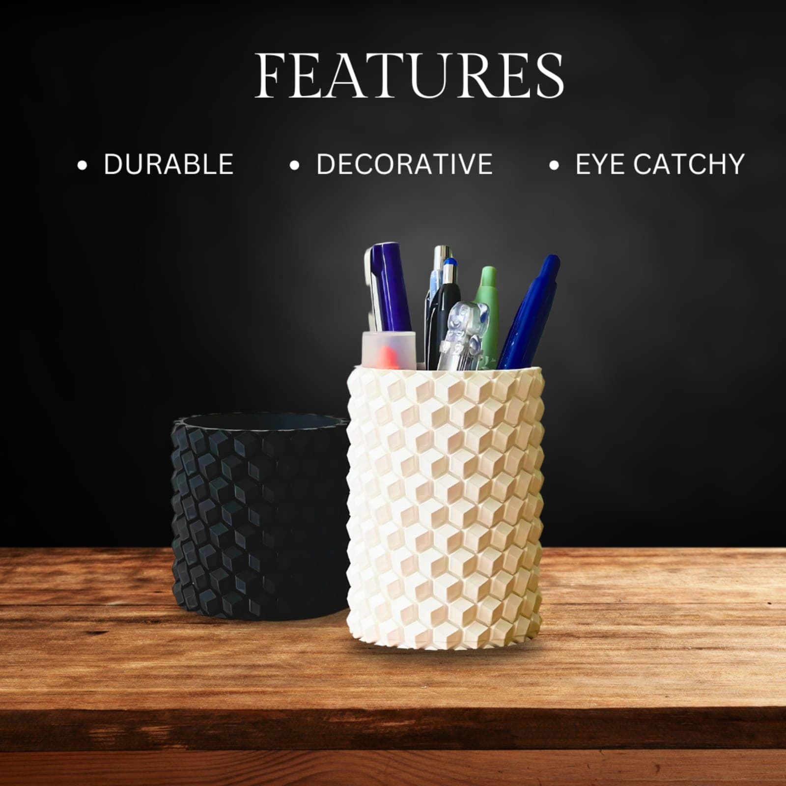 Pencil Holder – 3D Printed Modern Desk Organizer