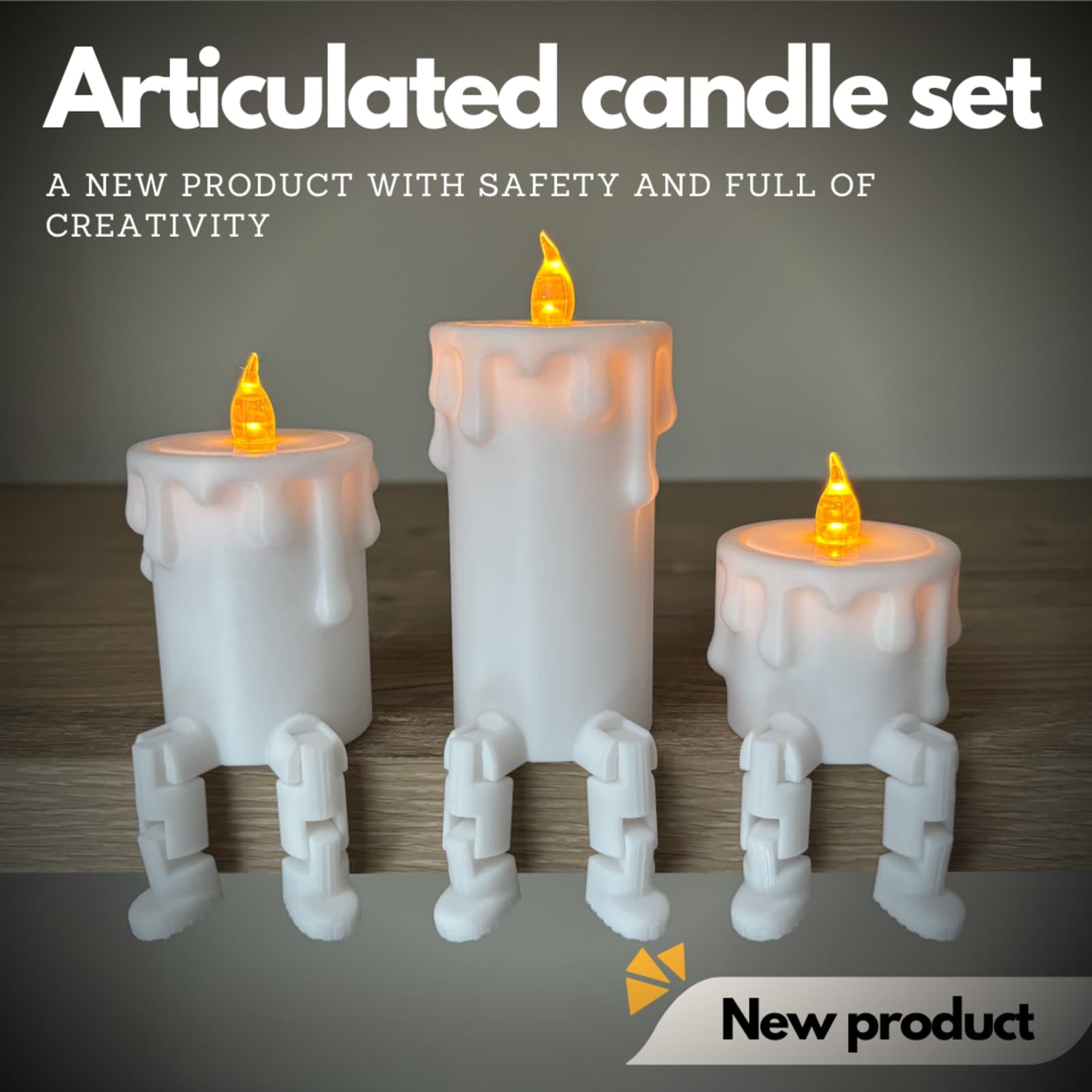 Articulated Candle Set – 3D Printed Bendable Ambient Décor