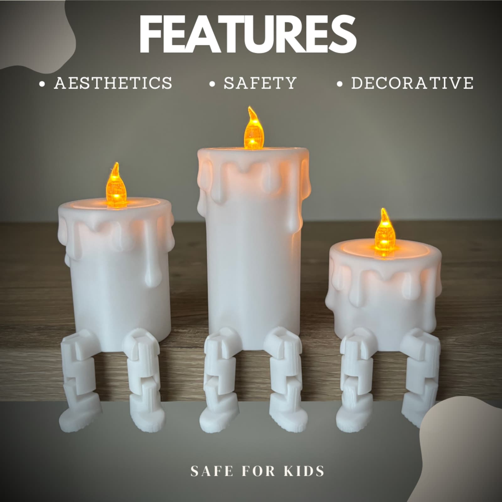 Articulated Candle Set – 3D Printed Bendable Ambient Décor