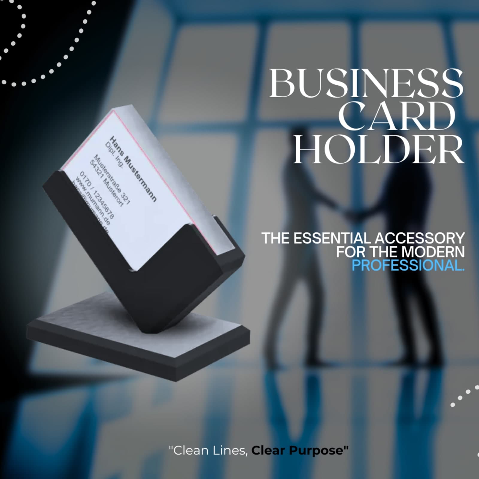 Business Card Holder – 3D Printed Modern Desk Organizer