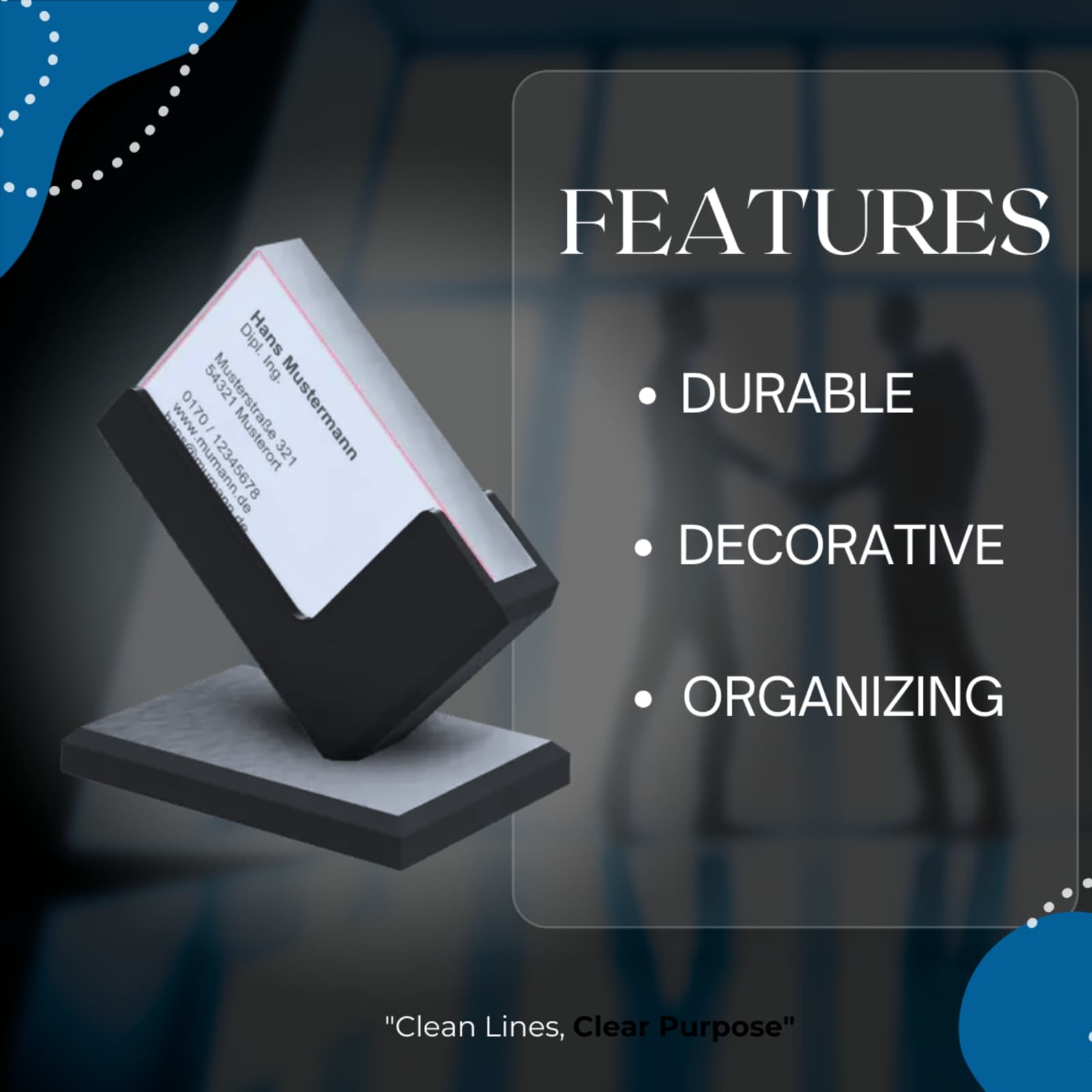 Business Card Holder – 3D Printed Modern Desk Organizer