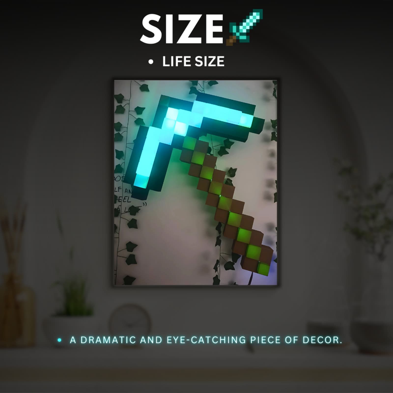 Minecraft Inspired Pickaxe Lamp – 3D Printed Pixel LED Light